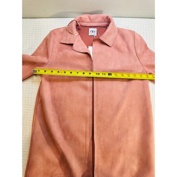 ZARA Pink Suede Open Front Long Sleeve Jacket Size XS - New with Tags, Chic - Picture 10 of 14